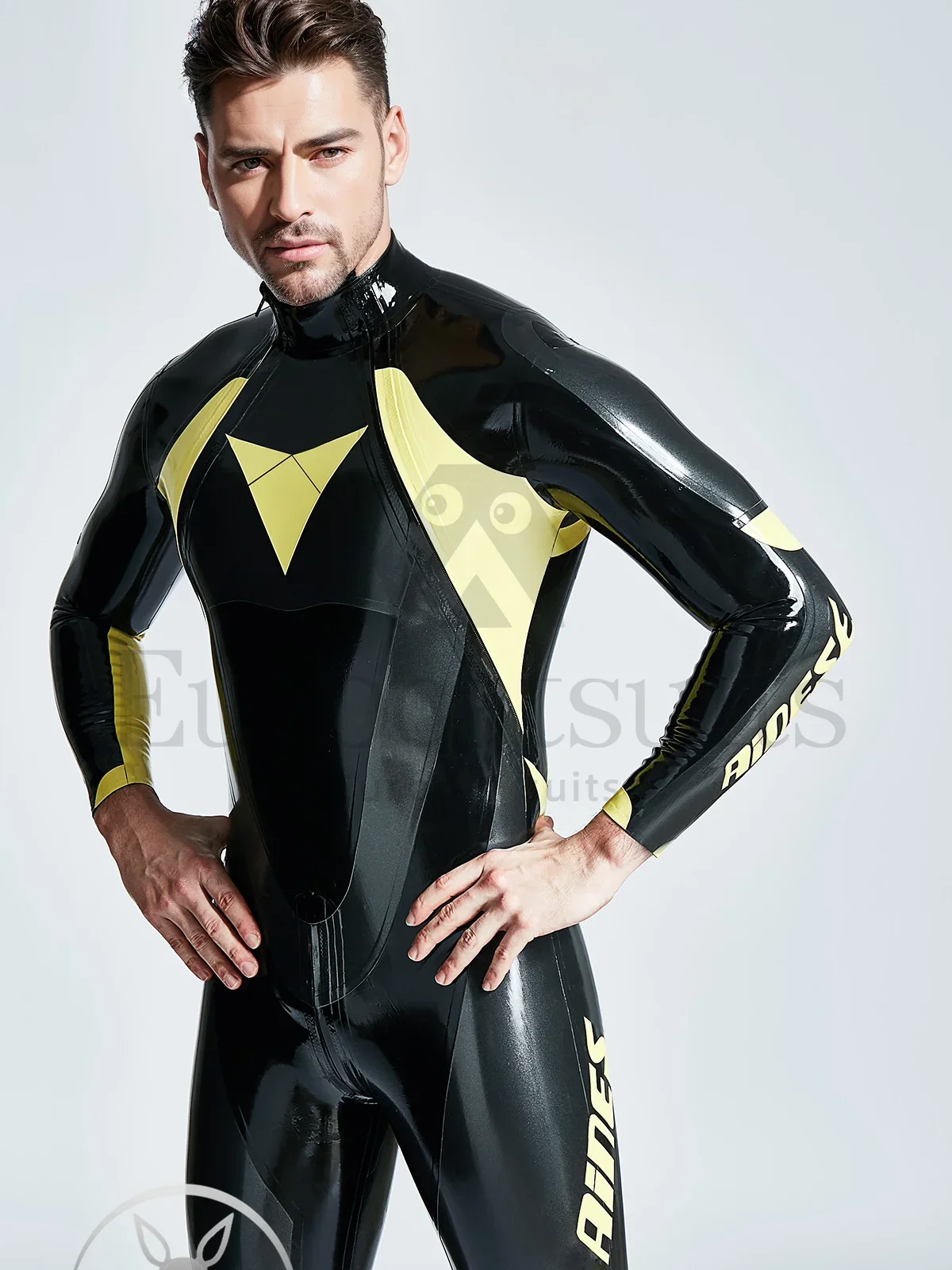 latex catsuits men eurocat suits  latex zentai  rubber fetish customised  clubwear Male 'Moto-T-Age' Catsuit