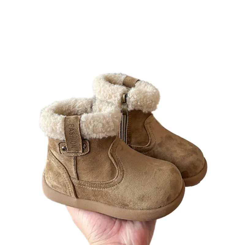 Winter new Kids snow boots girls' frosted real leather boots fashionable color wiping boys' sheep cake wool cotton boots22-36