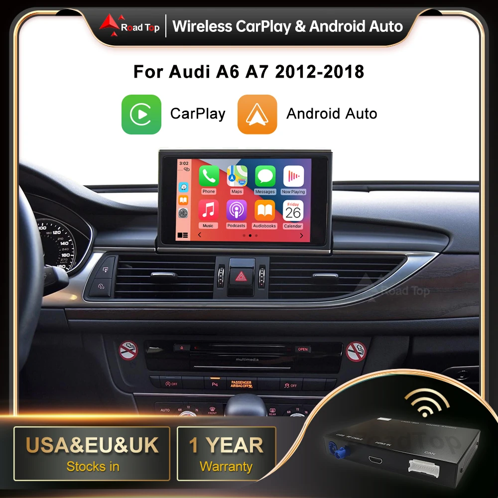 Road Top Wireless CarPlay Interface for Audi A6 A7 RMC HN MHI2 2012-2018 with AirPlay Mirror Link Car Play Function Android Auto 