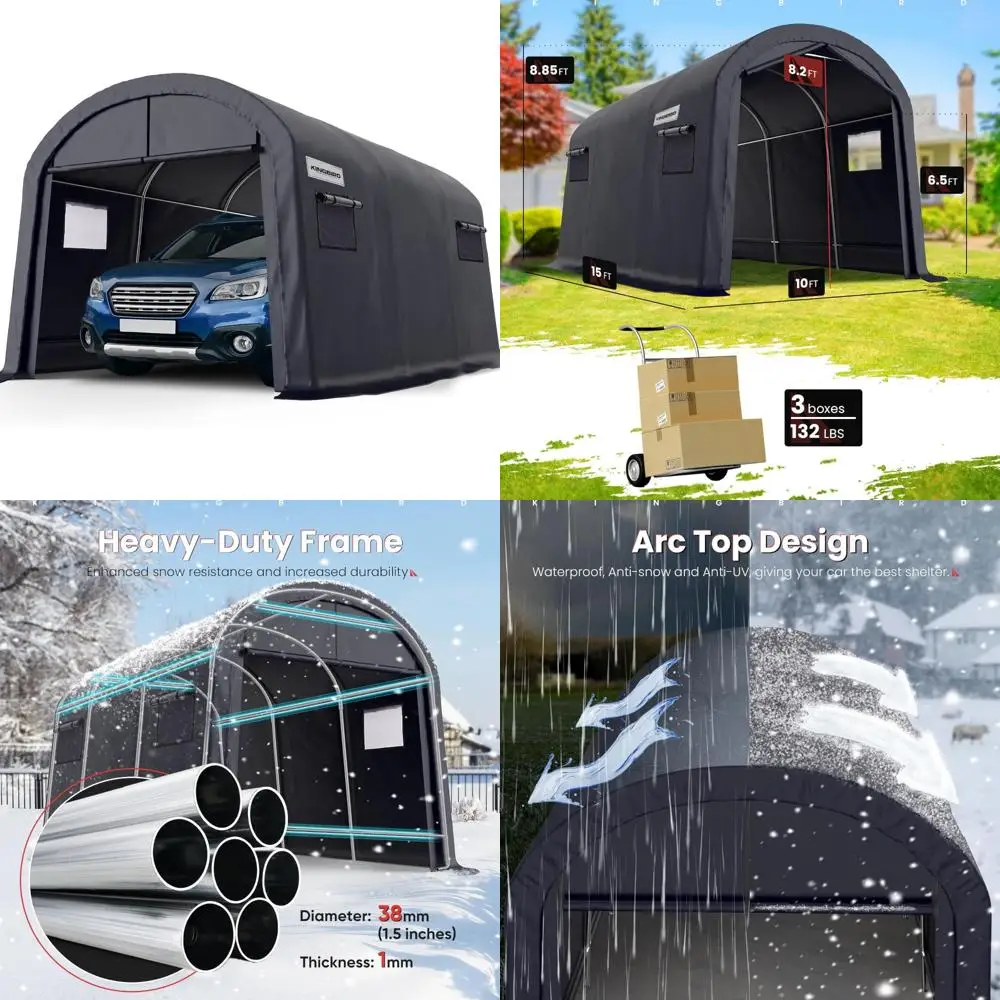 

Сверхмощное круглое гаражное укрытие 10x15 с подвижной вентиляцией — портативный навес для хранения вещей для использования на открытом воздухе