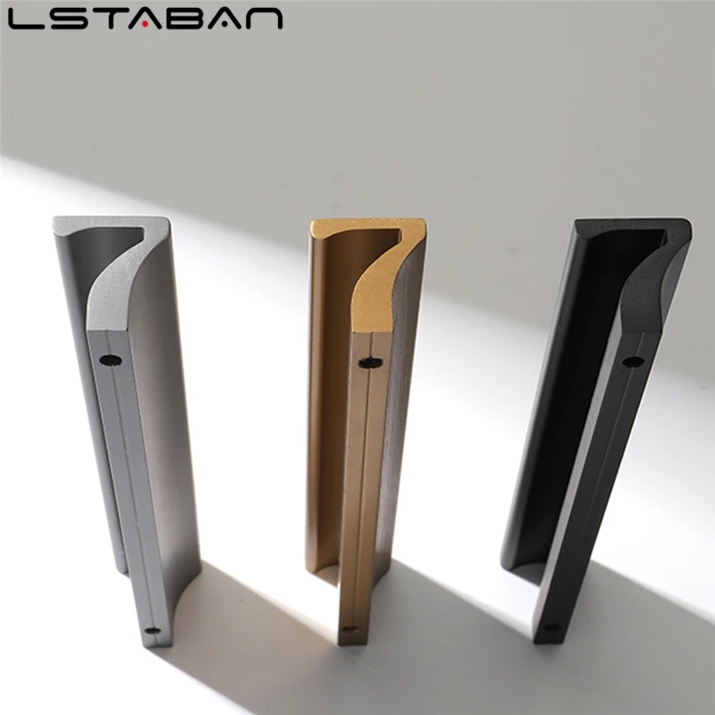 Furniture Wardrobe Cabinet Door Handles Kitchen Cupboard Drawer Knobs 7-Shaped Cabinet Door Aluminum Alloy Extended Handle