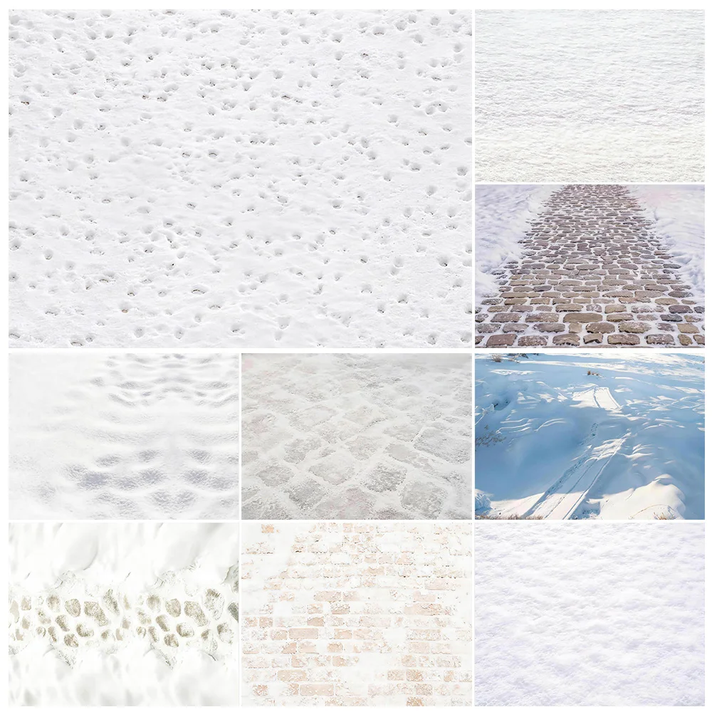 Winter Snowy Floor Photography Backdrop Frozen Snowflake Stone Christmas Room Ground Family Party Supplies Xmas Background Shoot