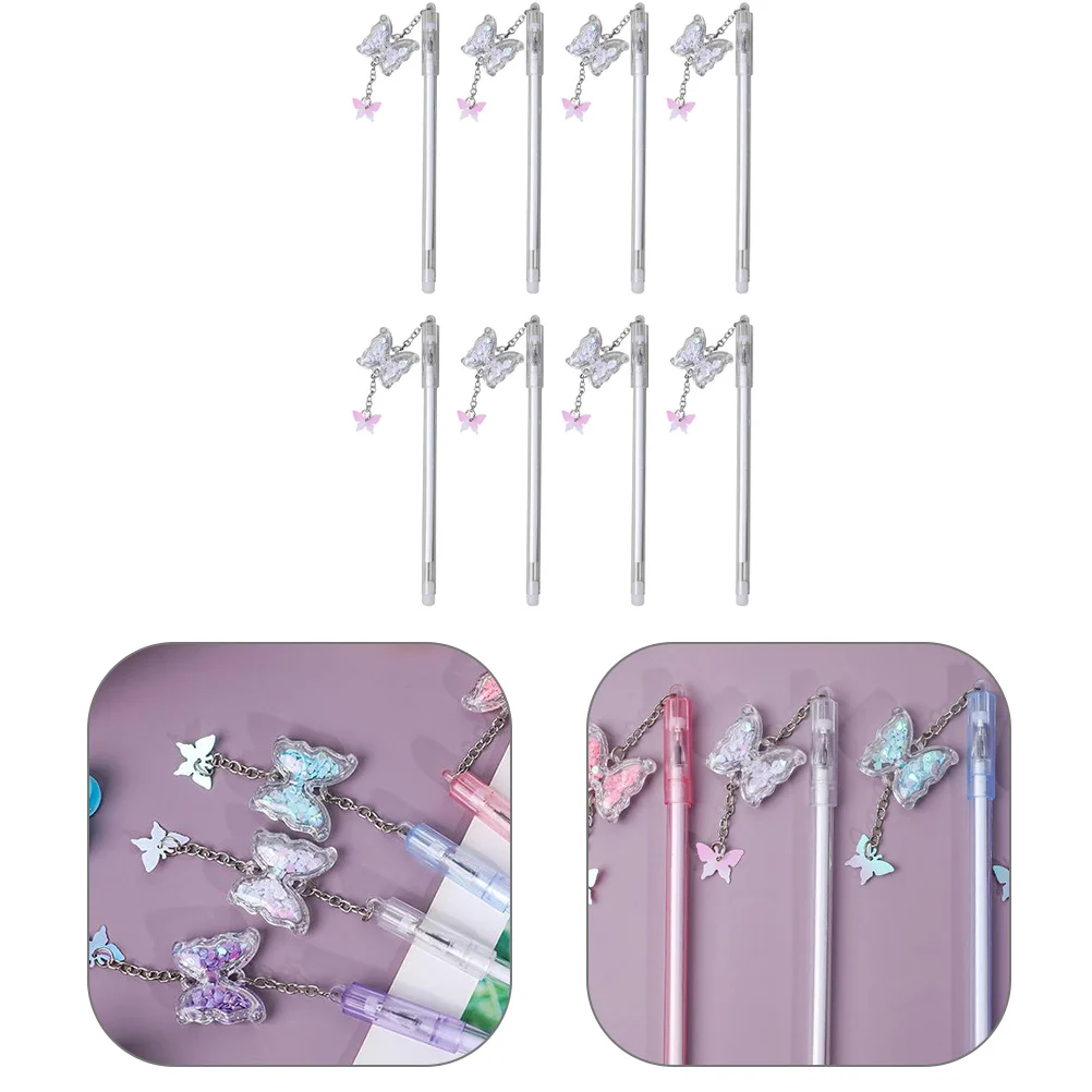 8 قطع أقلام جل على شكل فراشة للطلاب، قلم حبر مزين بالترتر، جائزة المكتب والمدرسة، أقلام ممتعة للطلاب، قلم جل