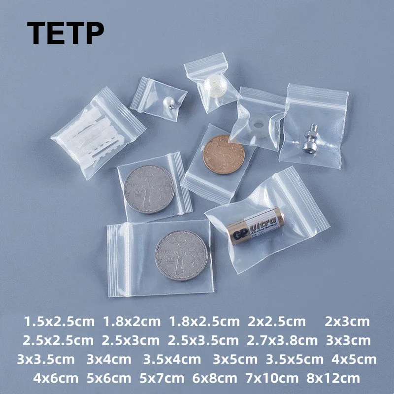 TETP 500Pcs Mini Ziplock Bags Thicken Jewelry Necklace Ring DIY Accessories Seal Packaging Storage Transparent Plastic Pockets