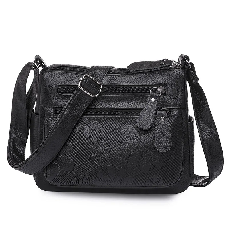 PU Soft Leather Women's Bag 2023 New Trend Texture Casual Crossbody Bag Solid Color Fashion Large Capacity Shoulder Bag