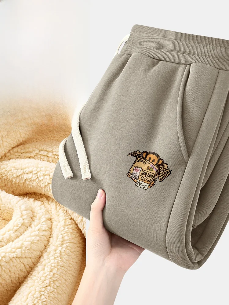 

Men's Autumn Winter Lamb Velvet Tight Leggings Sports Pants Student Casual Long Pants Sweatpants Youth Trend