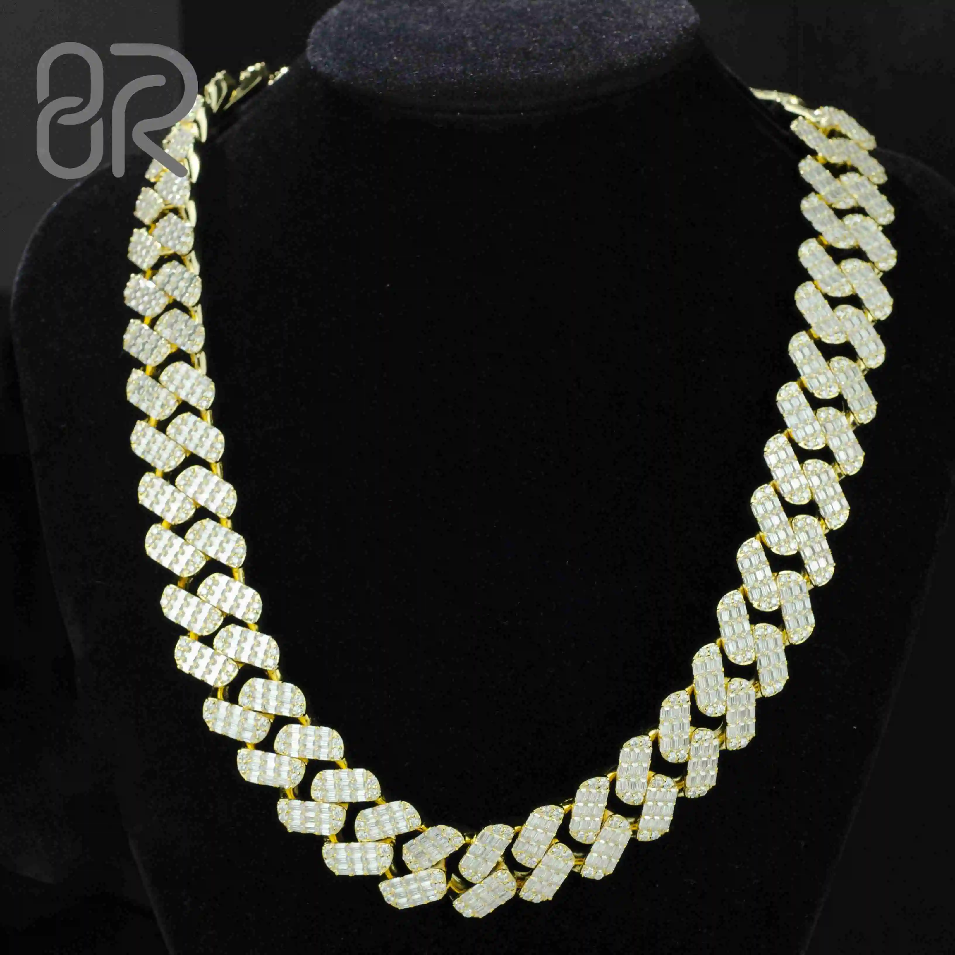 

20mm 18" Vvs Moissanite Diamond Necklace Thick Oval Line Emerald Gold Plated 925 Sterling Silver Cuban Chain Fine Jewelry