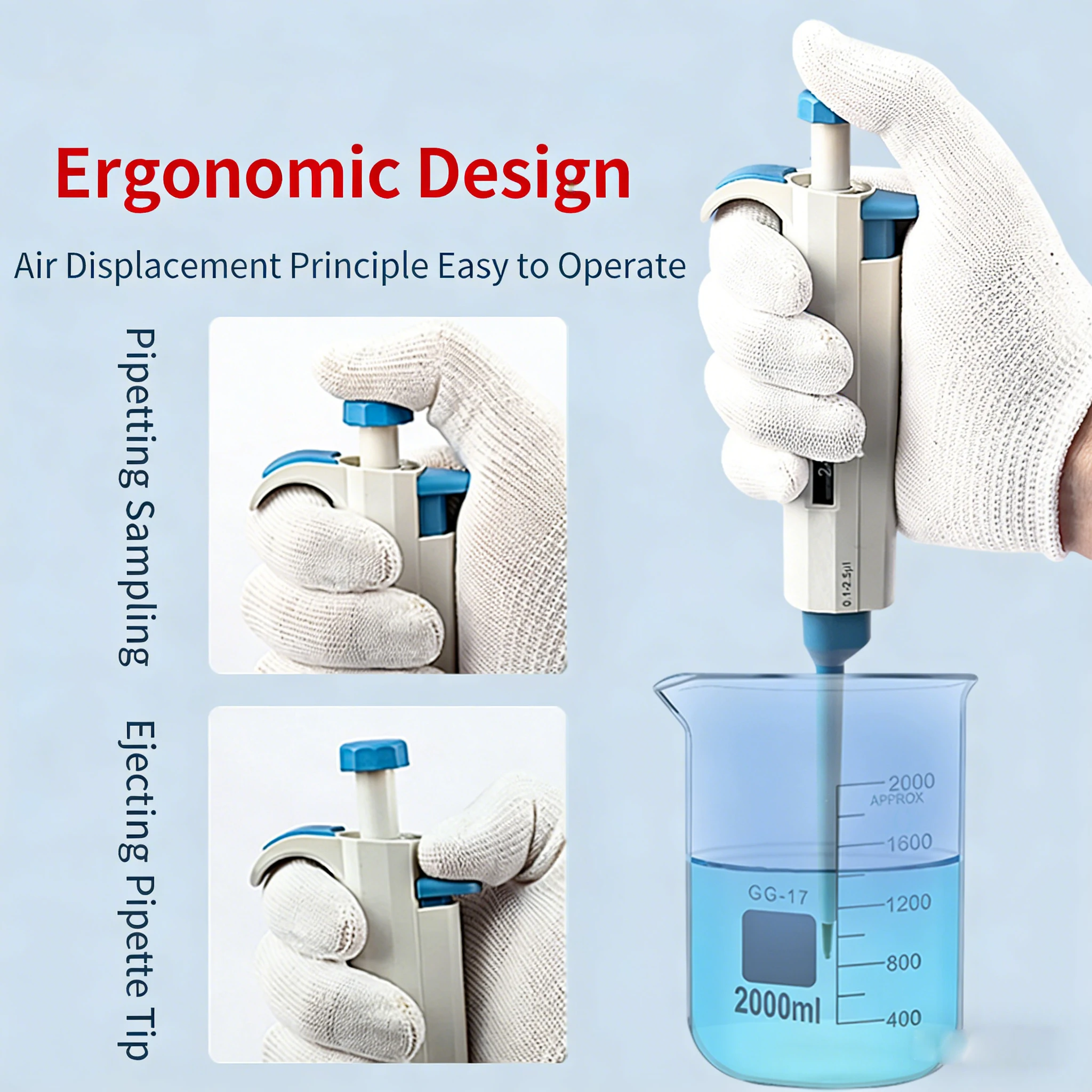 Pipeta De Laboratório Micropipeta Digital De Canal Único Ajustável Com Pontas De Pipeta