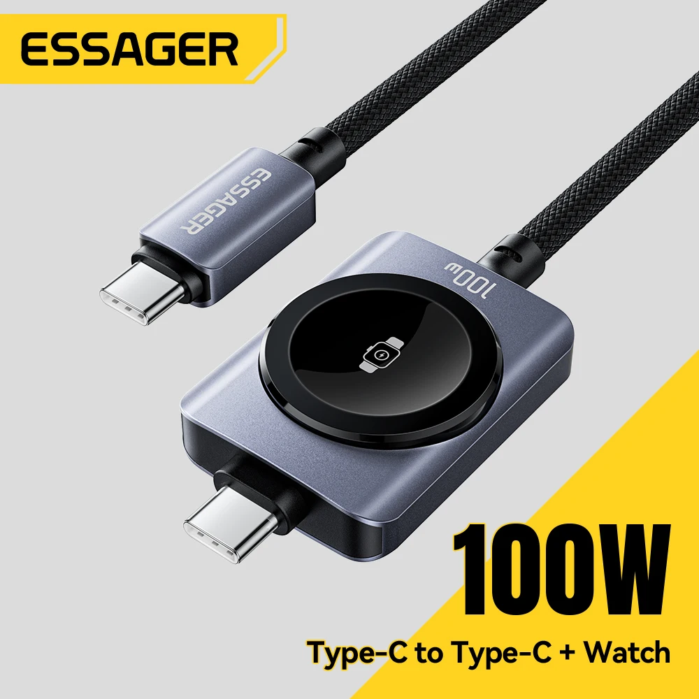 כבל טעינה מהירה Essager מגנטי 2 ב-1 100W