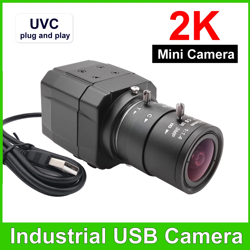 4MP 2K USB Webcam With 5-50mm Varifocal/4mm/6mm Fixed CS Lens/No Lens Box Industrial Usb Camera OTG UVC Compatible Plug And Play