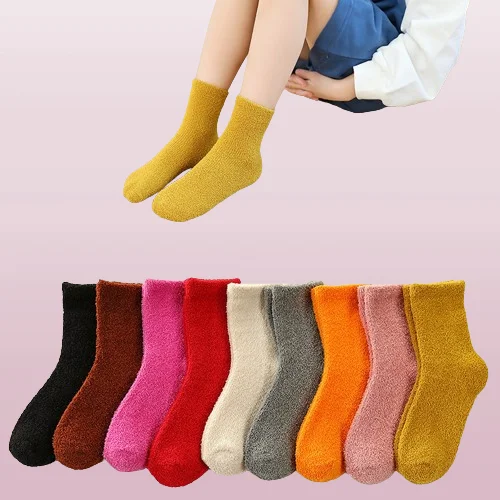 

5/10 Pairs High Quality Children's Socks Double-sided Fleece Middle Tube Socks Coral Fleece Thick Baby Socks