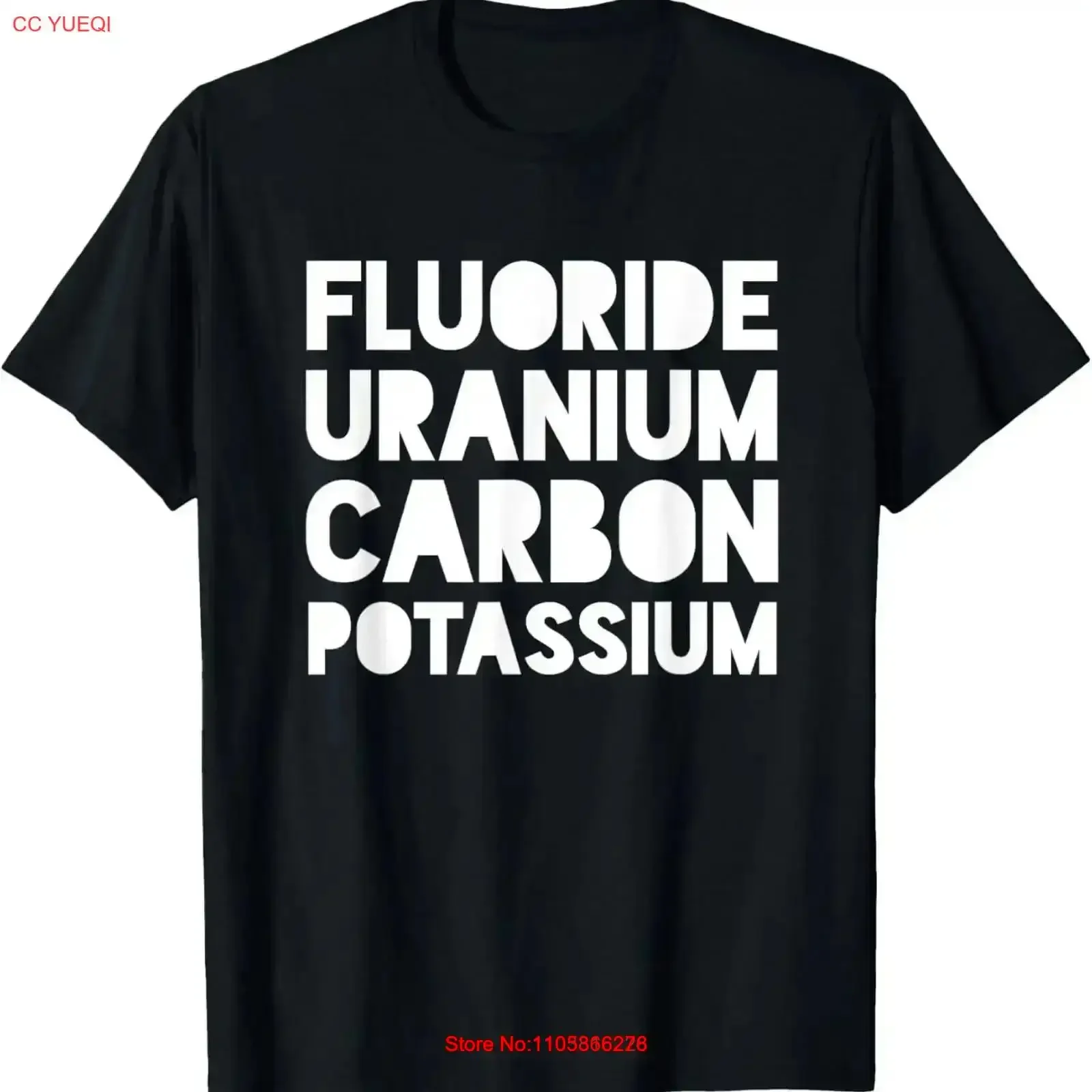 T-shirt vintage avec éléments amusants (fluor, urane, carbone, potassium), effet délavé, légèrement stylé, vêtements de créateur, confortable, vintage