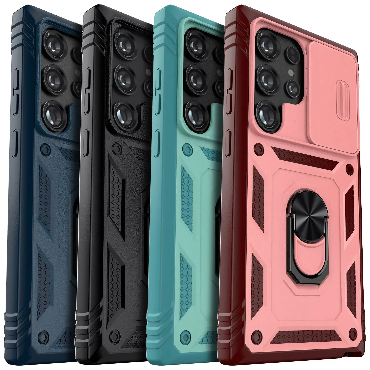 

For Samsung Galaxy S24/S24+/S24 Ultra 5G Phone Case Hybrid Ring Kickstand Card Slot Camera Protection Hard Shockproof Cover
