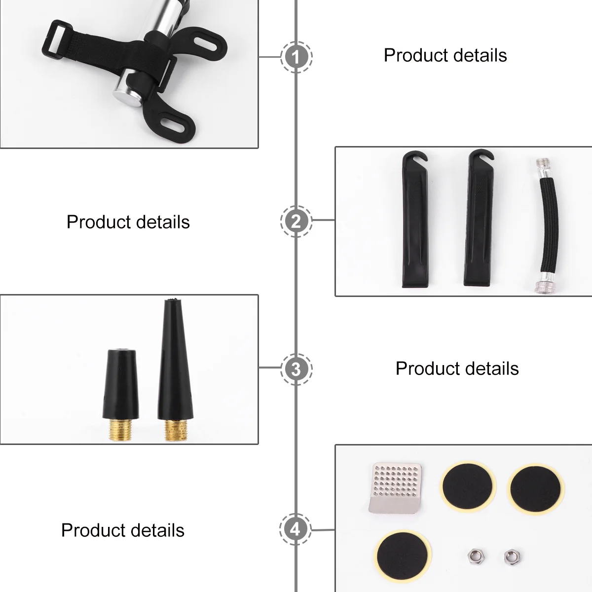 Mini Bike Pump and Puncture Repair Kits Aluminum Lightweight Durable Fast Inflation Glueless Patch Kit Tire Patch Pry Bar