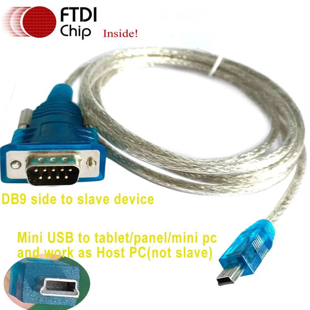 ATM/POS Card Reader Portable/Panel/Tablet PC USB Mini Type B 5P OTG to RS232/DB9/Male Adapter Cable for Printer Scale Weight Cbl