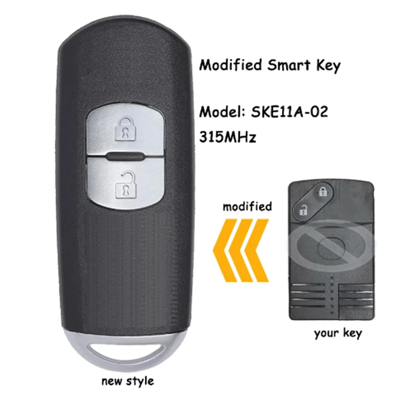 KEYECU Replacement Modified Proximity Smart Remote Key fob 2Buttons 315MHZ for Mazda CX-7 2007-2009 Model: SKE11A-02