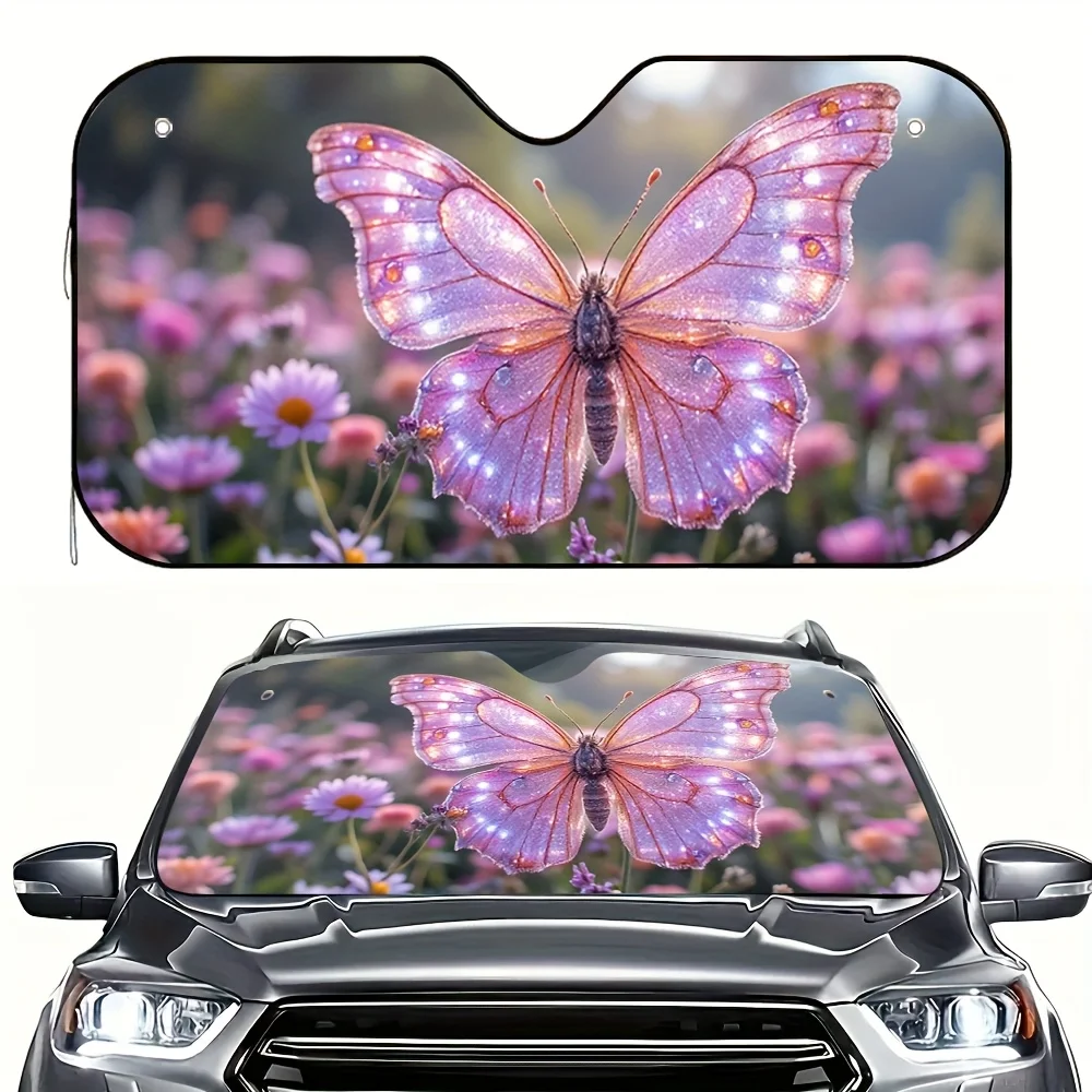 

1pc Pink Crystal Butterfly Car Sun Visor - Magical Sun Protection For Fairytale-Themed Road Trips, Enchanting Vehicle Accessory,