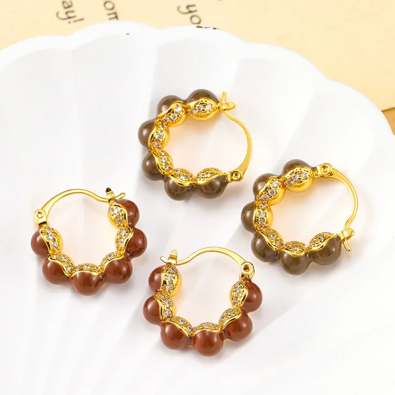 

Retro drip glaze design fashionable versatile light luxury high-end stud earrings