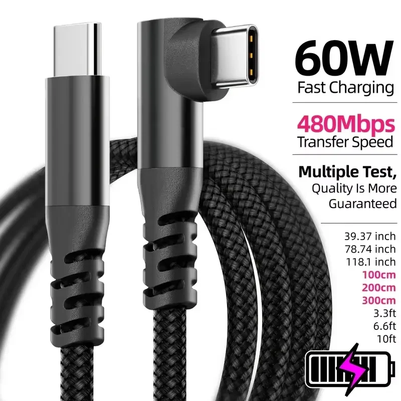 New USB C Cable 1M 2M 3M 10FT USB C Data Transfer 60W PD Fast Charging Cable for iPhone 15 15Plus 15Pro Max Xiaomi Huawei Oppo