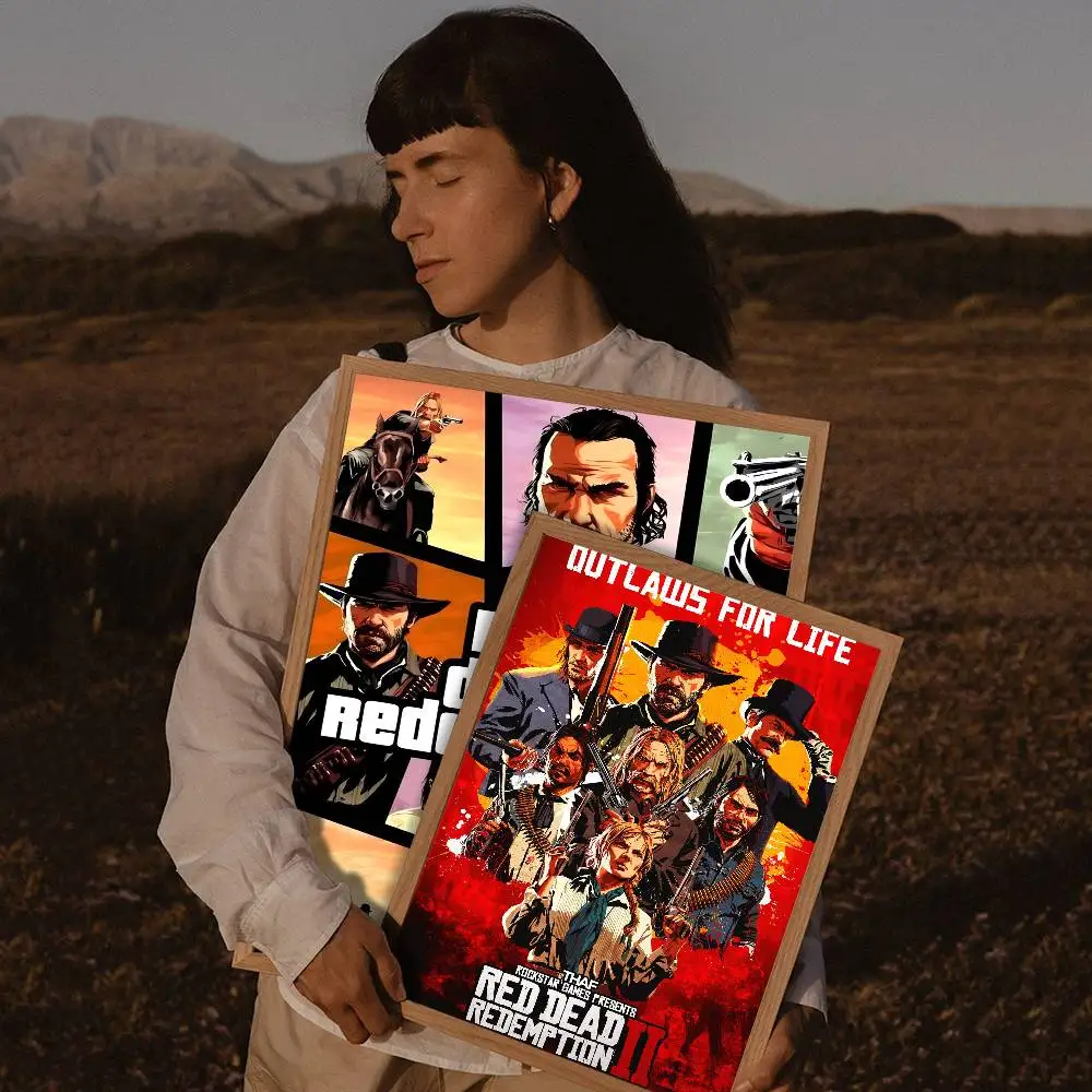 لعبة شعبية R-Red Dead R-RedemptionS-S 2 أنيمي الملصقات لزجة الديكور اللوحة جدار الفن الأبيض كرافت ورقة جدار ديكور