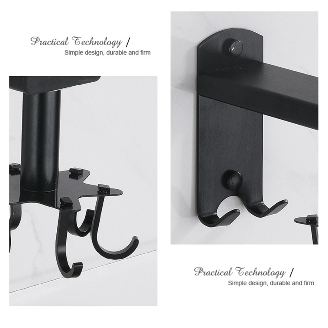 Multifunctional Tableware Rack Retractable No Drill Storage Rack Space Aluminum Kitchen Hook Rotating Kitchen Storage