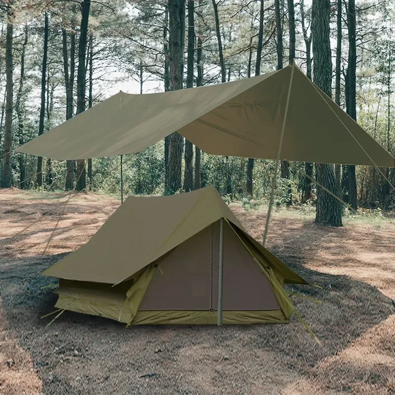 Multifunction 2 Person Vintage Style Waterproof And Stormproof Camping Green Canopy Tent With Awning