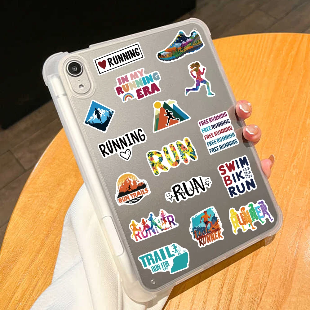 Picture 6: 52pcs Retro Running Stickers Aesthetic Trail Run & Marathon Decals For Laptop Scrapbook Suitcase Gym Bag DIY Vintage Stickers