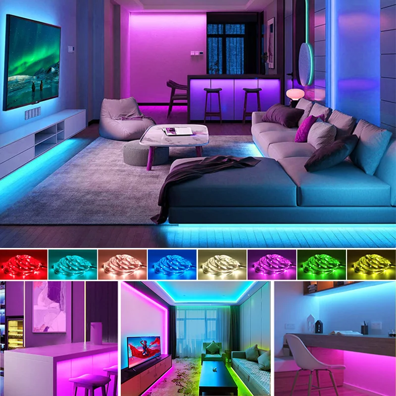 Bluetooth LED Strip Lights 30M RGB 5050 SMD Flexible Ribbon TV BackLight RGB LED Light For Room Decor 10M Tape Diode DC Control