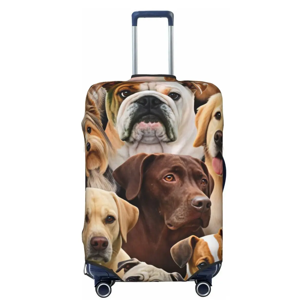 Realistic Mixed Dog Breeds Portrait Suitcase Cover Vacation Travel Practical Luggage Accesories Protector