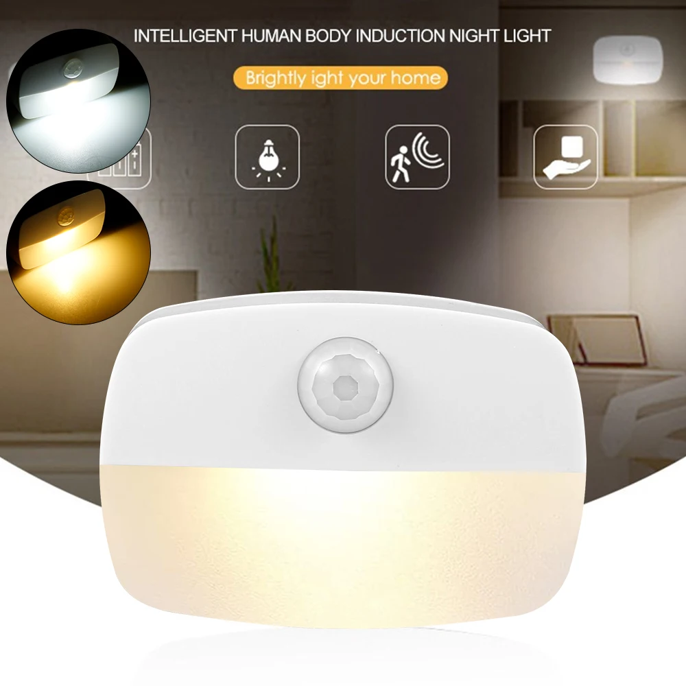 Battery Powered Motion Sensor Night Lights PIR Induction Under Cabinet Light Bedroom Wall Lamp Stairs Intelligent Night Light