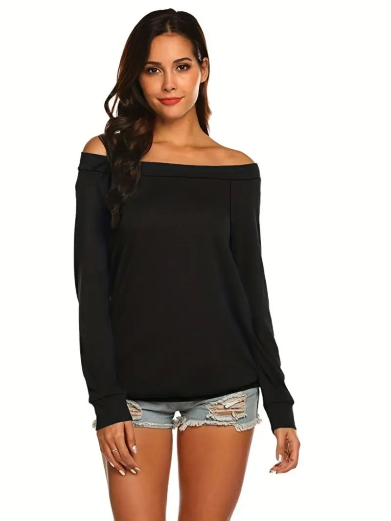 Women's One Shoulder Long Sleeved Top Casual Loose off Shoulder Design Slimming Versatile Top for Various Occasions