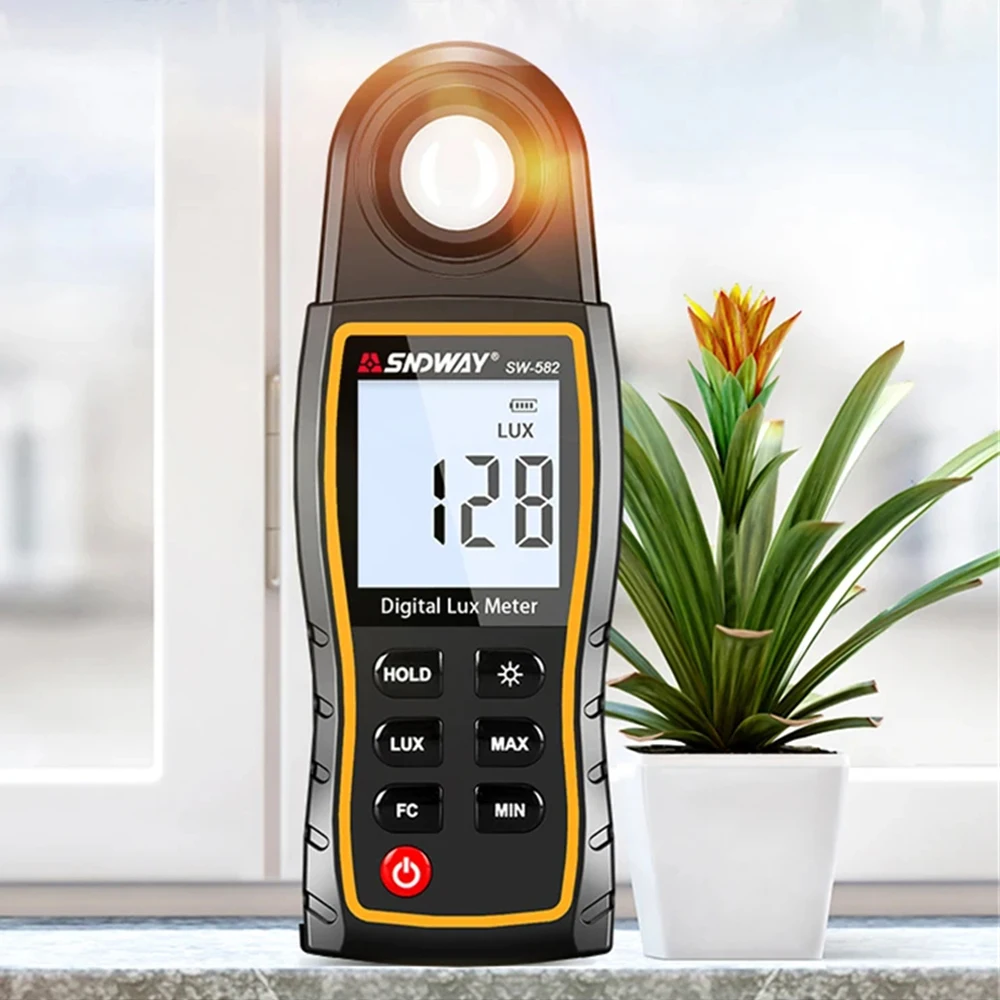 SNDWAY SW-582 Lux Meter Digital Light Meter Luxmeter Photography Illuminometer Brightness Photometer Lux Sensor Meter