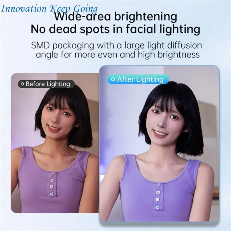 E65C Rings Light for Laptop Desk Clip On,Small Computer Video Conference Lighting Adjustable LED Selfie Light