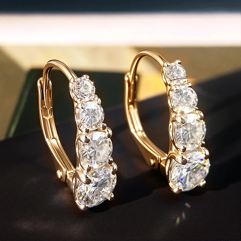 COSYA 1.92cttw Full Moissanite Gradient Diamond Earrings For Women S925 Silver D Color Sparkling 8 Gems Wedding Fine Jewelry