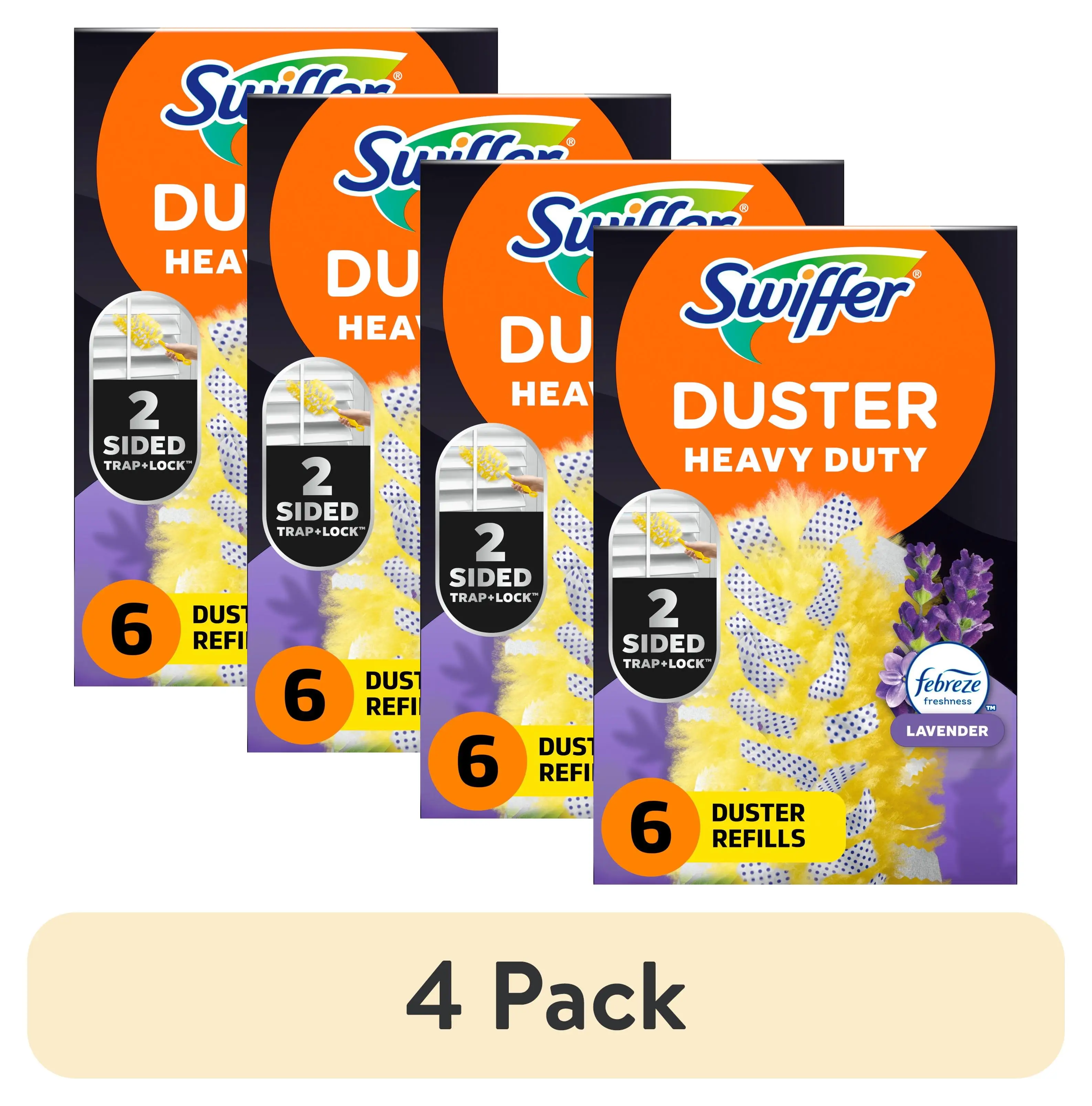 

4 pack heavy duty duster refills in lavender scent, 6 pieces per pack