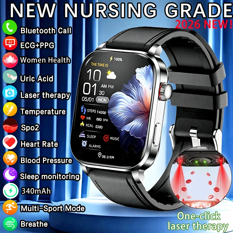 

2026 New Health Smart Watch Men Women 2.0-Inch HD AMOLED ECG+PPG Remote Care IP68 Waterproof BT Call Blood Pressure SmartWatch