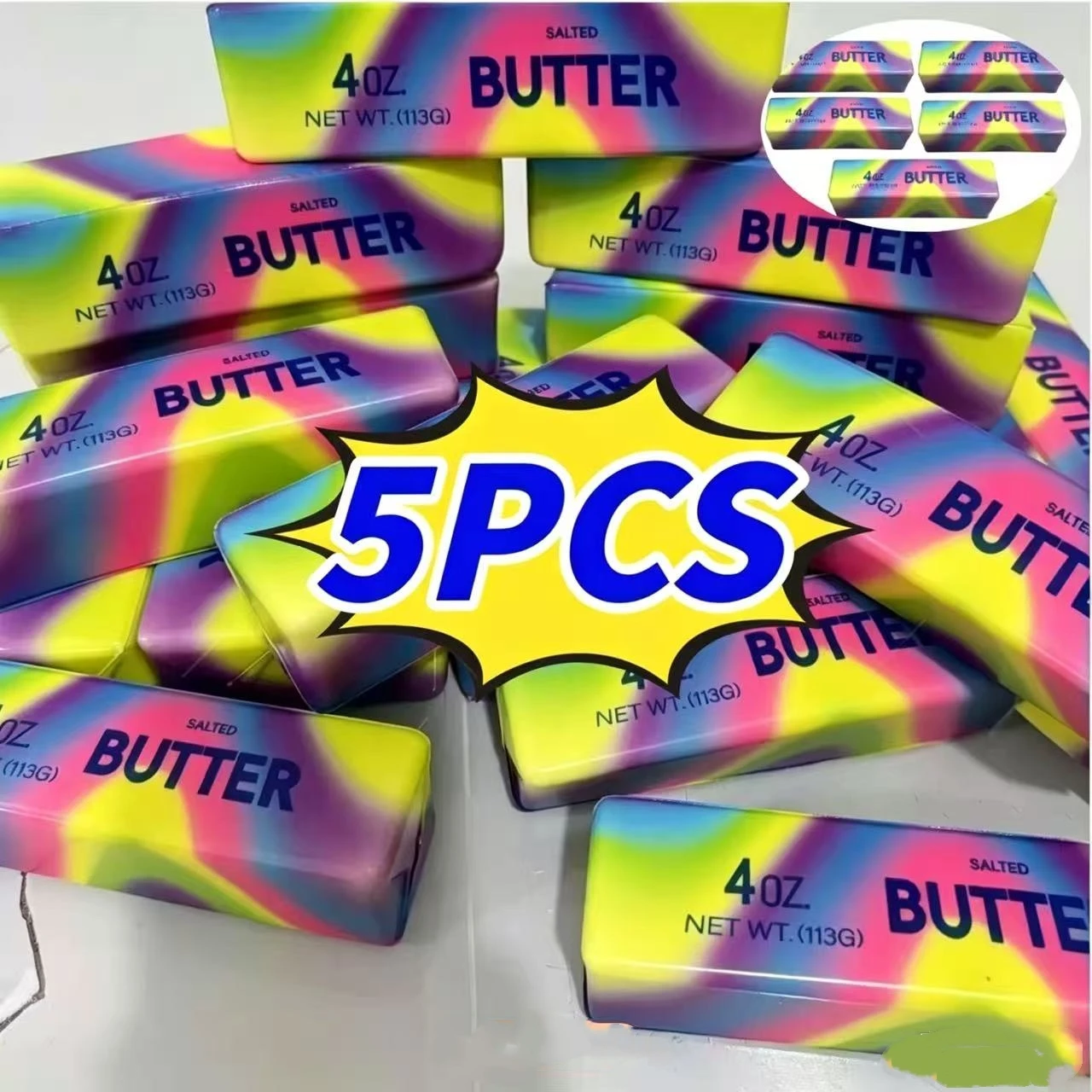 5/1PCS Squishy Colorful Butter Stick Fidget Toy Sticky Butter Stick Slow Rebound Stress Ball Squeeze Toy Anti-stress Sensory Toy