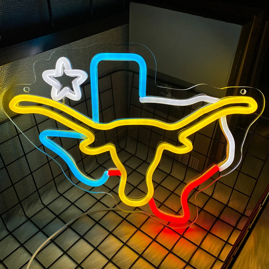 Texas Longhorn Neon Lights, Longhorn Led Logo, Used For Men'S Caves, Bar Decoration, Western Gifts For Friends And Colleagues.