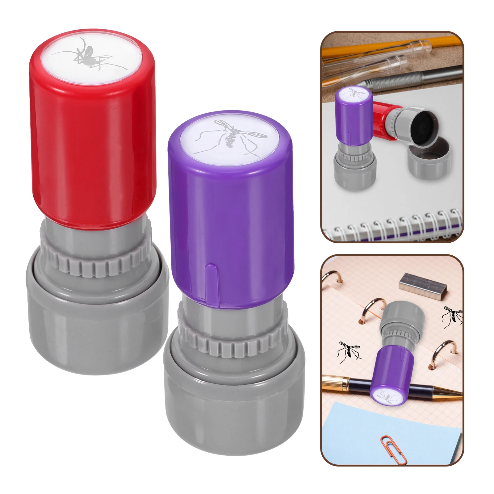 2 szt. Śmieszny stempel na komary, udający tusz, prezent na Halloween, interaktywny, samotuszujący się, żartobliwy rekwizyt, nowatorski żart, sztuczka.