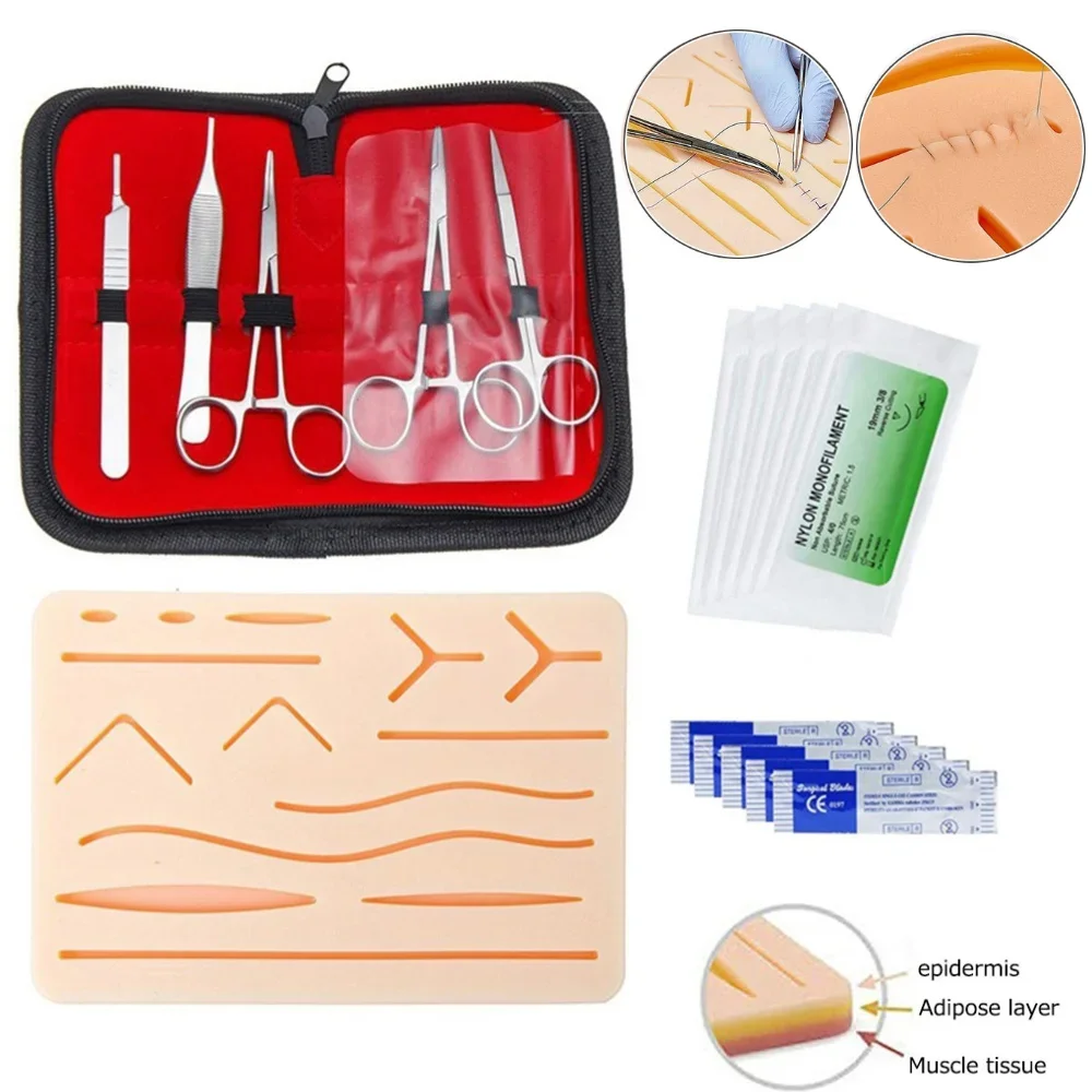 Suture Training Fake Skin Pad Reusable Skin Suture Practice Model with Wounds Medical Simulation Suture Skin Props