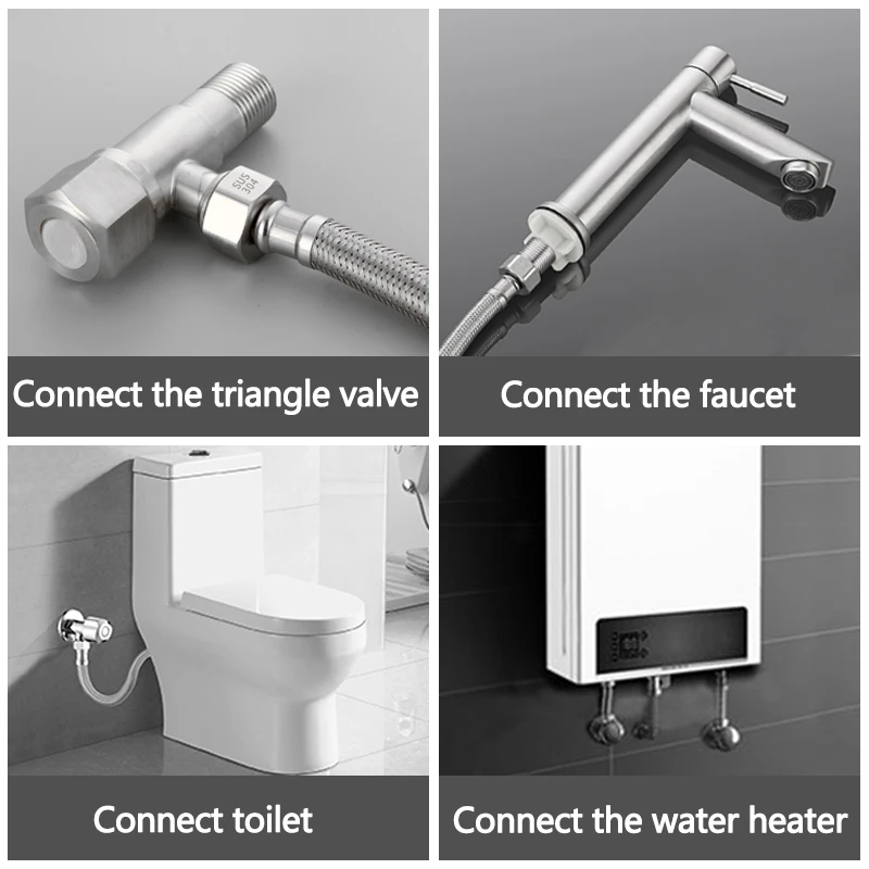 Selang air panas dan dingin baja tahan karat 304 anyaman logam ulir 1/2, pipa penghubung tahan ledakan tekanan tinggi