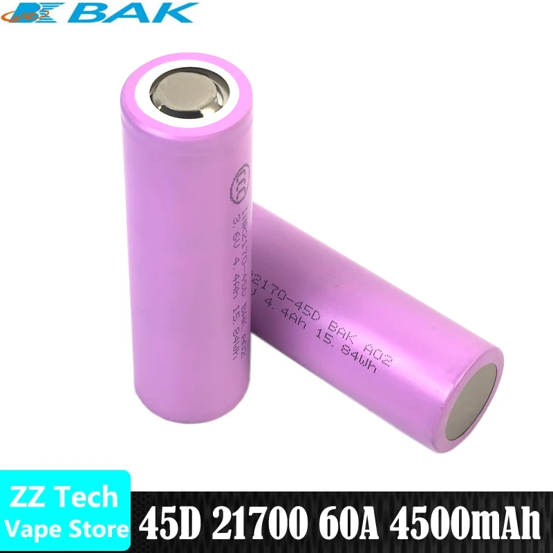 

Original Grade A BAK 45D INR21700 Battery 4500mAh 3.6V 60A Rechargeable Batteries INR2170-45D Lithium-ion Power Cell