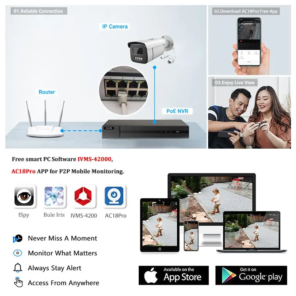 كاميرا Hikvision متوافقة مع ميكروفون مدمج بدقة 8 ميجابكسل POE ColorVu IP كاميرا مراقبة فيديو IP التوصيل والتشغيل مع بروتوكول HIK NVR Onvif