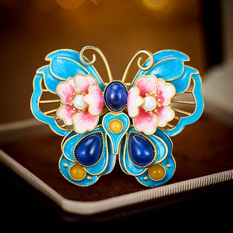 

New Chinese High-end Niche Enamel Dragonfly Butterfly Brooch, Swallow Kite Corsage Elegant Antique Accessories