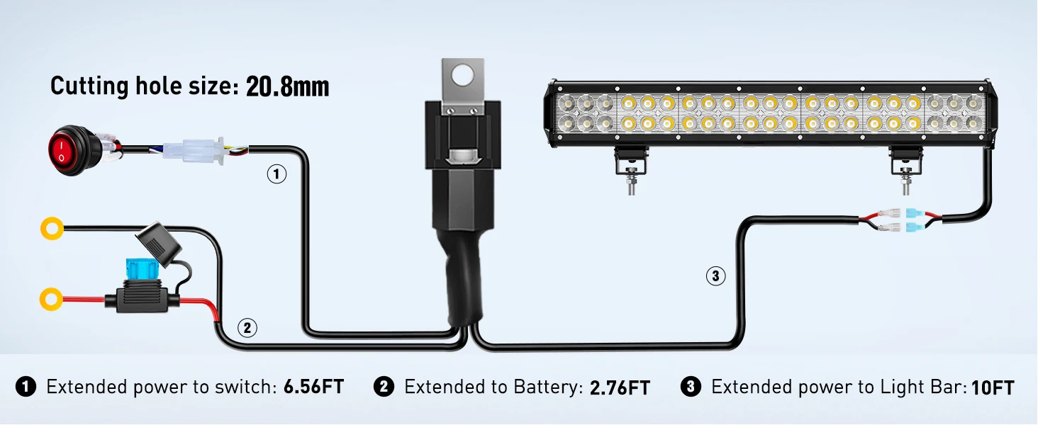 126W Spot Flood Combo Light Bar with Front License Plate Mounting Bracket 
