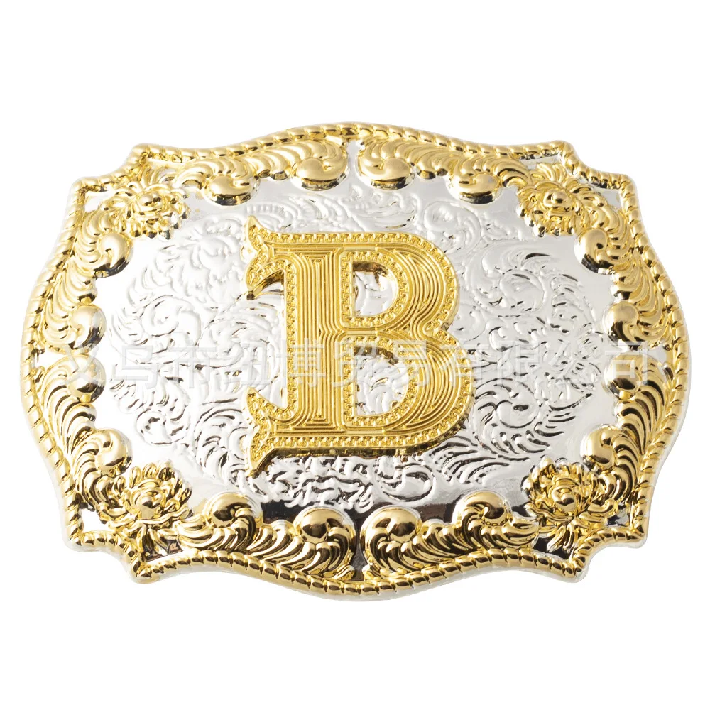 Ceinture avec Lettres Sculptées Dorées, Matériaux en Alliage ABCD à Z, Largeur 3.8cm