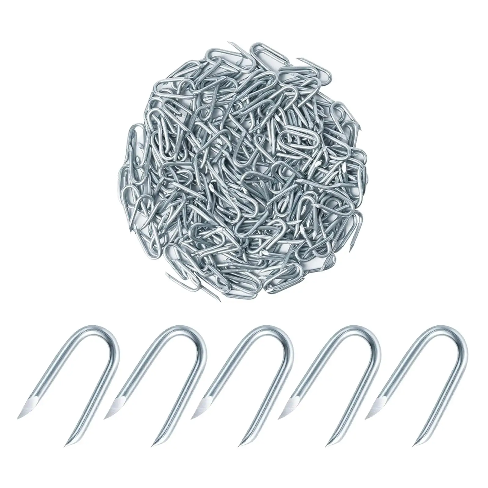 200 Pieces Wire Fencing Staples Nails Galvanized Fence Fasteners Nail Set for Barbed Wire Suitable for Yard Construction Home