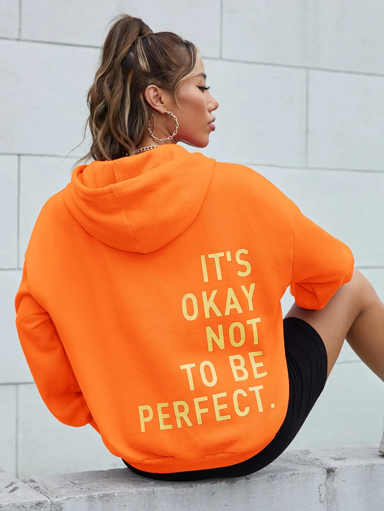 It'S Okay No To Be Perfect Cotton  Hoody Niche Daily Sweatshirts Aesthetic Creativity Tracksuit Essential Casual Sweatershirt