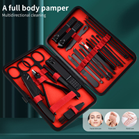 Black-Red 7/12/20/24pcs in 1 Professional Manicure & Pedicure Set - Travel-Ready Nail Care, Precision Clippers & Cutters, No Pow