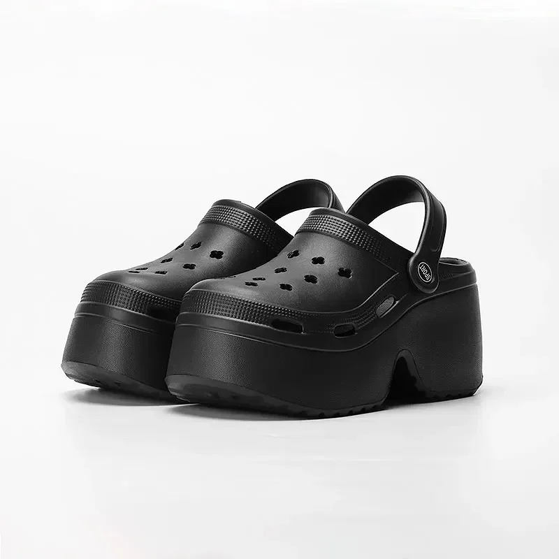 Thick Sole Wedges Garden Shoes for Women 2024 Summer Waterproof Chunky Platform Beach Sandals Woman Clogs Eva Outdoor Slippers image 3